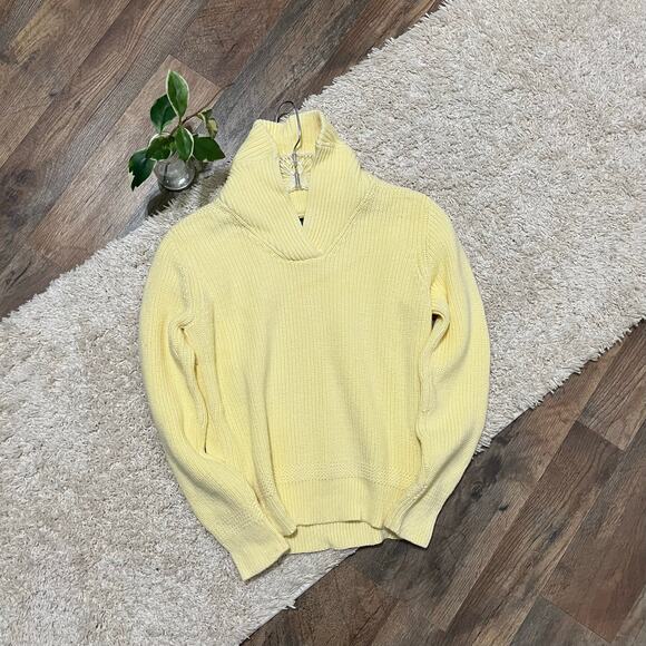 Lauren Ralph Lauren Small Petite Yellow Ribbed Chunky Knit Pullover Sweater - Picture 1 of 4